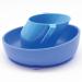 Doidy Bowl and Cup Set Blue - Unique Slanted Design Training Sippy Cup and Non-Slip Silicone Suction Bowl - Weaning Gift Set for Babies