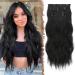 Feshfen clip in extensions 4PCs 50 cm full of head hair extensions with clips synthetic corrugated hair exension natural black wavy hair extensions clip in hair part for women 180g