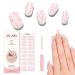 Semi Cured Gel Nail Strips 20 Pcs Gel Nail Polish Wraps Sticker for Salon-Quality Manicure Set Long Lasting Easy to Apply & Remove with Nail File & Wooden Cuticle Stick(Shiny pink)
