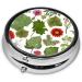 Tropical Flower Parrot Printed Mini Round Pill Box | 3 Compartment Travel Pill Organizer | Portable Medicine Case for Home & Office - Buy Online on GoSupps.com