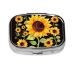 Cute Sunflower Printing 2 Compartment Small Pill Case Cute Small Pill Box Purse Pill Boxs Travel Pill Organizer for Pocket Purse and Travel Gifts