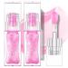 Magic Color Changing Lip Oil V2 Pink Hydrating Lip Glow Oil Color Change Effect Moisturizing Pink Plumping Lip Oil Tinted for Lip Care and Dry Lips (#A)