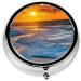 Beach Sunset Round Pill Box | 3 Compartment Portable Travel Medicine Organizer | Mini Decorative Vitamin Holder - Buy Online on GoSupps.com