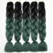 Showjarlly Jumbo Braid Art Hair Extensions - 24-Inch Ombre KanCalon Braids for Crochet & Box Braids (5 Pack) - Black/Dark Green - Buy Online on GoSupps.com