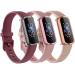 3 Pack Bands for Fitbit Luxe Bands with Screen Protector Case Soft Silicone Sport Replacement Wristbands Strap for Fitbit Luxe Women Small Wine Red+Rose Gold+Shiny Rose Gold