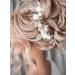 Unicra Flower Silver Bridal Hair Vine with Pearl and Blue Rhinestone Accessories - Buy Online on GoSupps.com