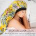 2Pcs Extra Large Long Satin Bonnet Sleep Cap Set for Women - Black+Yellow Pattern | Soft & Comfortable Elastic Band Night Sleep Hair Bonnets - Buy Online on GoSupps.com