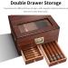 CIGARLOONG Cigar Humidor 35-50 Count Glass Top Large Capacity Cigar Box with Front Hygrometer Humidifier and Accessory Drawer(Brown) - Buy Online on GoSupps.com