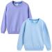 EISHOW 2 Pieces Unisex Boys Girls Cotton Thin Crewneck Pullover Long Sleeve Sweatshirt Kids Fall T-Shirt Sports Tops Blouse Purple+light Blue 7 Years