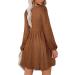 Aokosor Square Neck Long Sleeve Babydoll Knit Dress - XXL Caramel - Buy Online on GoSupps.com