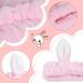 4 Pack Cute Bunny Ears Elastic Headbands for Women - Coral Fleece Makeup and Face Washing Head Wraps - Buy Online on GoSupps.com