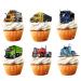 18pcs Truck Cupcake Toppers for Boys Men Happy Birthday Transportations Theme Party Supplies Semi Truck Birthday Party Decorations Glitter Truck Cake Decorations