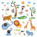 Decowall DW-1206 Wild Jungle Animals Kids Wall Stickers Wall Decals Peel and Stick Removable Wall Stickers for Kids Nursery Bedroom Living Room