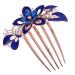 OSALADI Crystal Bride Wedding Hair Comb Blue Flower Bridal Hair Comb Rhinestone Crystal Clip Bridal Hair Accessories for Women Ladies Wedding