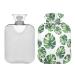 Hot Water Bottle 2L with Lid Watercolor Palm Leaves Hot Water Bottle for Pain Relief Hand Feet Warmer in Winter