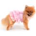Pink Striped Denim Puppy Dress with Organza Bow and Beads - XS size (Chest 30cm/11.8, Back 20cm/7.9) - Summer Sleeveless Button-Up Dog Apparel - Buy Online on GoSupps.com
