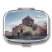 Pill Box Armenian Church Print 2 Compartment Medicine Pill Case Pill Organizer Decorative Metal Portable Pill Box for Pocket Or Purse