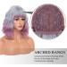 Yamel Wavy Bob Wig with Bangs | Synthetic Hair Shoulder Length Short Curly Wigs in Light Purple Ombre Rose for Women - Buy Online on GoSupps.com