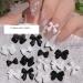 Nail Art Charms 3D Nail Jewels Black White Bow Shape Pearl Nail Art Decoration Nail Accessories for Women Girls (Black&White Bow) - Buy Online on GoSupps.com
