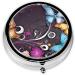 Butterflies Round Pill Box - 3 Compartment Mini Decorative Travel Organizer for Tablets Vitamins & Medicine - Buy Online on GoSupps.com