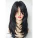 Long Layered Shoulder Length wig Synthetic Hair Fiber Highlight Multicolor Wigs for White Women (Black)