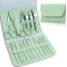 Leipple Manicure Set Professional Pedicure Kit Nail Care Tools - 16 in 1 Stainless Steel Nail Clippers Tools - Grooming Kit with Luxurious Leather Travel Case (Green)
