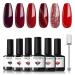 Modelones Red Gel Nail Polish 6 Colors Ruby Sparks Collection Popular Glitter Gel Polish Cat Eye Burgundy Red Sparkle Bloody Red Nail Polish Kit Art DIY Home Salon Gifts for Women