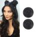 2PCS Mini Claw Fake Buns Straight Hair Bun Extensions Hair Donut Chignon Clip in Hair Scrunchies Straight Hair 2pcs Natural Black