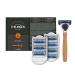 by Amazon Men's 5-Blade Razor with Cork Handle 8 Refill Packs Silver