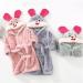 Colorful Cartoon Hare Children's Bathrobe with Hood | Flannel Pajamas for Girls 1-8 Years Old | Plush Toddler Nightwear (Green 6-7 Years) - Buy Online on GoSupps.com