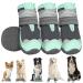 Slowton dog shoes Paw protection 4 pieces of waterproof dog shoes outdoor with non-slip sole reflective Velcro fastener Dog boots for small medium-sized dogs winter (green size 2) size 2: width 4.5 cm K.gr n-water density (4 pieces)