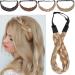 Silk-co women hair band 5 strands blond artificial hair braided headband elastic hair band for women and girls wedding vintage with hair tie hair part braids extensions 3.8cm wide 26/613 3.8cm wide blonde & honey blonde