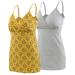 MANCI Nursing Top Tank Cami Women's Cotton Maternity Pajama Tops Sleep Bra for Breastfeeding L Gray+yellow