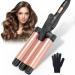 Curling Iron 3 Barrels Beach Waves - Wave Iron Curling Iron Adjustable Fast Heating Curling Iron for Long Short Hair Rose Gold