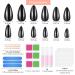 84 Piece Black Glossy Stiletto False Nail Tips Kit - Long Full Cover Fingernails for Salon & DIY Nail Art - Includes Files Sticks - 12 Sizes for Women and Girls - Buy Online on GoSupps.com