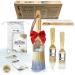 Vintage Tonality Chalked Paint Brush Set for Furniture 3 Brushes Large Small Round Pointed Natural Boar Hair Bristles for Clear Wax, Stencil and Milk Paint