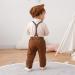 ZOEREA Baby Boy Gentleman Outfit Set | Romper Jumpsuit, Bow Tie, Suspender Pants | 3-6 Months Beige - Buy Online on GoSupps.com