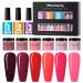 Dipping Powder Nagel Set Roseflower nail powder starter set with 6 nude colors red purple diving powder base top coat-DIY Salon Manikure/French nail powder lasts 3 weeks #c