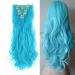 S-noilite 17-26 Inches(43-66cm) 8pcs Long Full Head Clip In Hair Extensions Extension Sexy Lady Fashion Choice 60 Colours (24 Inches-Curly Light Blue) Light Blue 24 Inch