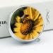 Round Yellow Flower Pill Box with Black Bee | 3 Compartment Decorative Metal Organizer | Portable Pocket Pill Case - Buy Online on GoSupps.com