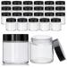 4oz Glass Clear Cosmetic Jars with Black Lids Empty Small Glass Jars with Inner Liners Round Travel Sample Container for Cream Lotion Ointments Candle Making Set of 25
