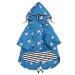 Minezi hundred coat with zipper and reflective buttons rain/waterproof adjustable shoulder strap removable hood keeps the dog clean and neatly blue checkered (chest: 43-48cm) in blue