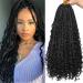 Xtrend 18 inch 8 packs boho box braids crochet hair with curly ends 15 strands/pack pre looped black messy goddess box braids hair extensions single synthetic bob goddess locs hair 18 inches (8 Pack) 1b# boho box braids
