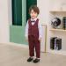 Volunboy Baby Boys Gentleman Suit 4PCS Set 18-24 Months Red Plaid | Toddler Formal Outfit with Waistcoat, Shirt, Vest, and Bow Tie - Buy Online on GoSupps.com