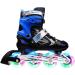 Xino Sports Kids Inline Skates for Girls & Boys - Adjustable Roller Blades with LED Illuminating Light Up Wheels - Youth Skates Can Be Used Indoors & Outdoors Blue Youth Big Kid Large - 5-8