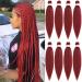 Leeven 8 Packs Red Pre Stretched Braiding Hair Extensions 20 Inch Yaki Hot Water Setting Fiber EZ Braid Pre-stretched Braiding Hair for Box Braids Knotless Braids /26 Inch 900# 26 Inch (Pack of 8) 900#