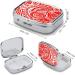 Tribal Pattern Pill Box - White & Red 2 Compartment Medicine Organizer | Portable Decorative Metal Case for Pocket & Purse - Buy Online on GoSupps.com