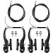 Riakrum 2 Sets Bike Brakes Include 2 Pairs V-type Brakes with 2 Pieces Braking Cables and 4 Pieces Cable End Caps for Mountain Bikes