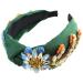 Yusier Baroque Rhinestone Crystal Headbands for Women Embroidered Hair Band Exquisite Hairband Women's Hair Accessories Hair Hoop A Variety of Colors, Satin Fabric (Green)