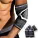 GIRYES Elbow Support Sleeve 2 Pieces Non-Slip Elbow Brace Compression Arm Supports for Tennis Elbow Arthritis Tendonitis Joint Pain Moisture Wicking Golfer's Elbow(L) L Black